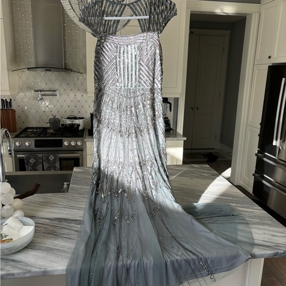 Adrianna Papell  glittering art deco mother of the bride evening dinner gown sz8 - Picture 7 of 16